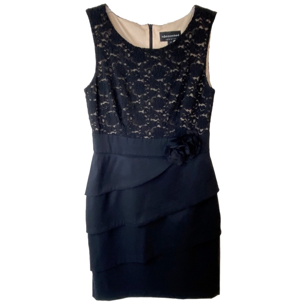 Formal Little Black Dress size 10 Lace Top Tiered Skirt